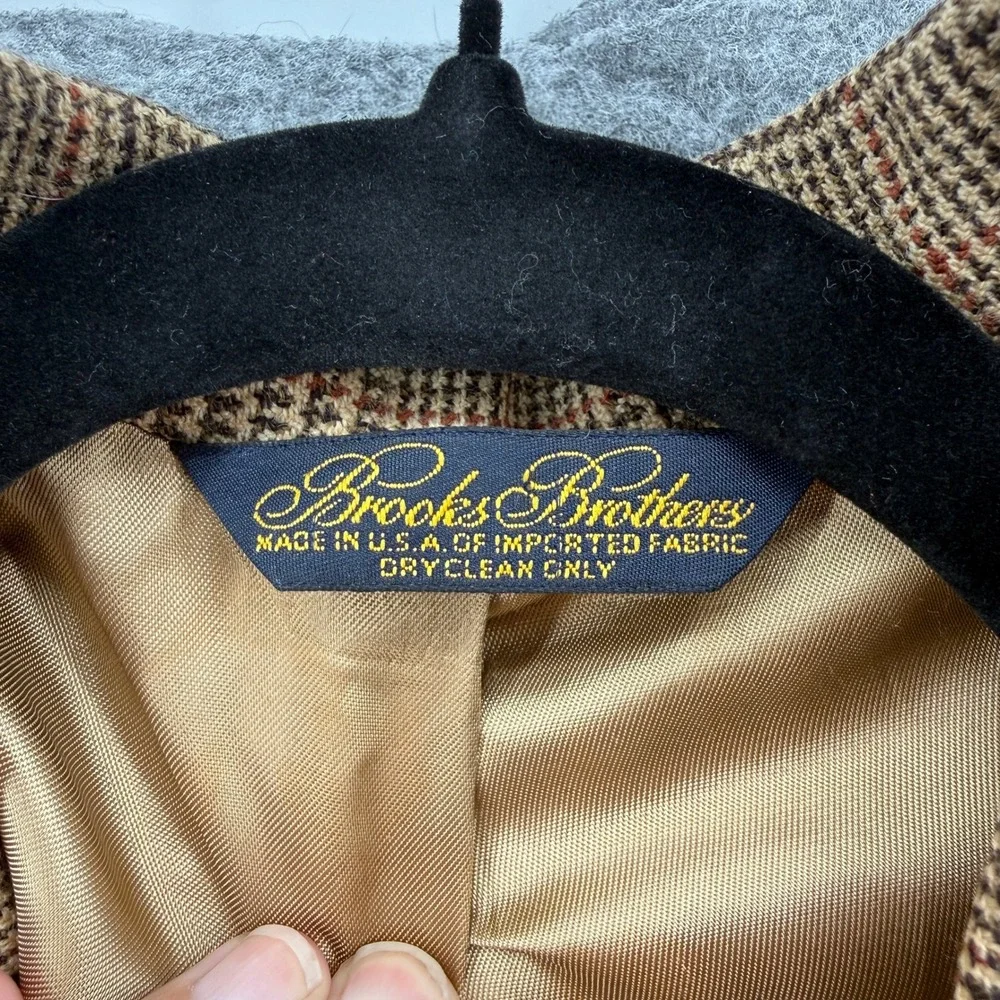 Brooks‎ Brothers Sport Coat VTG 43LG Tan Glen Plaid Two Button Blazer Jacket USA